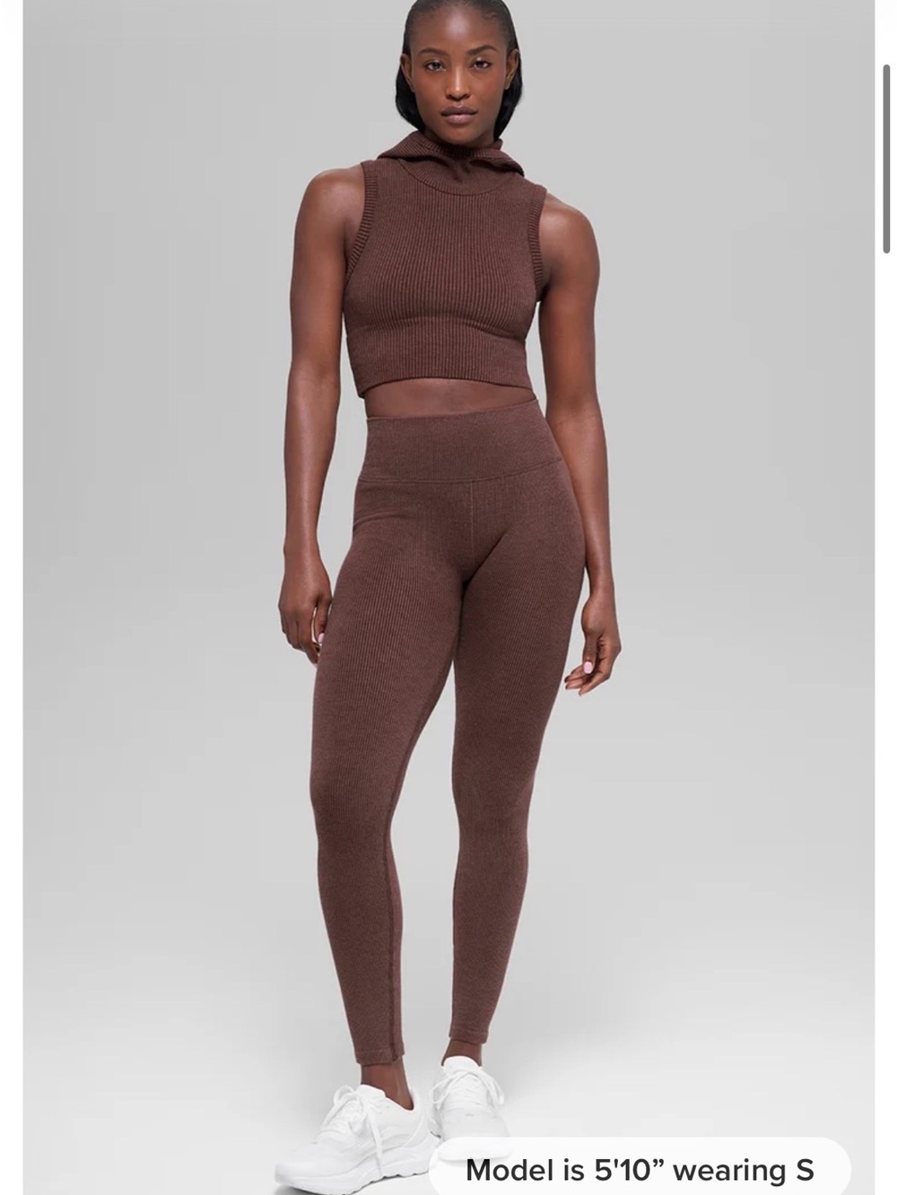 Alo Ribbed Leggings and Hoodie Tank Set